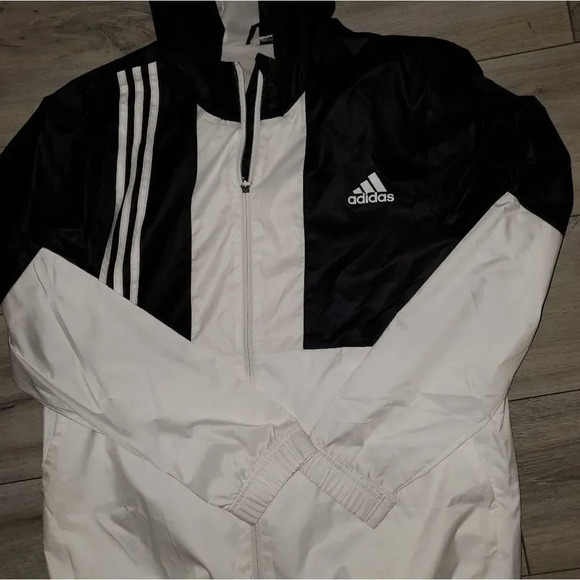 Adidas Men's Black & white Windbreaker Size Large - Picture 8 of 12